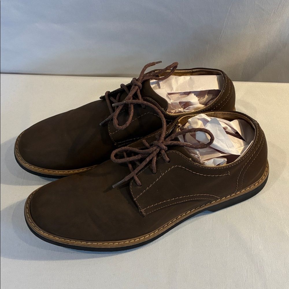 Dexter Comfort dark brown faux leather oxford plain toe casual lace up shoes 8.5